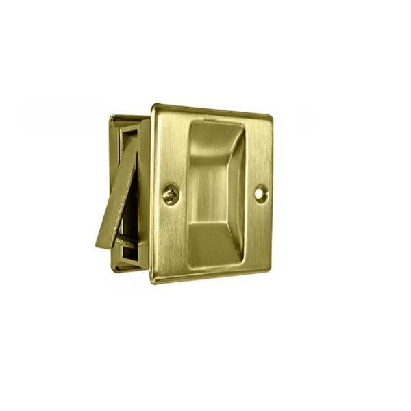Passage Function Sliding Door Lock, US3 Bright Brass, Cal-Royal, Mfr#: SDL17-3